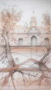 Naturaleza Heroica III, obra del maestro Rafael Dussan en técnica mixta sobre tela, 230 × 130 cm (2024).