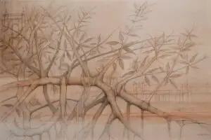 Naturaleza Heroica IV - II, obra del maestro Rafael Dussan en técnica mixta sobre tela, 60 x 90 cm (2026)